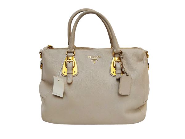 Prada - Rice-colored grained leather bag