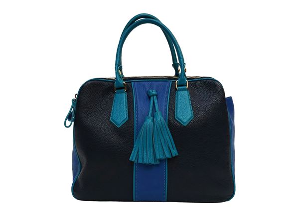 Mauro Volponi - Borsa in pelle martellata blu, bluette e turchese