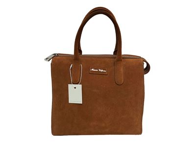 Mauro Volponi, Borsa in suede color tabacco con tracolla removibile