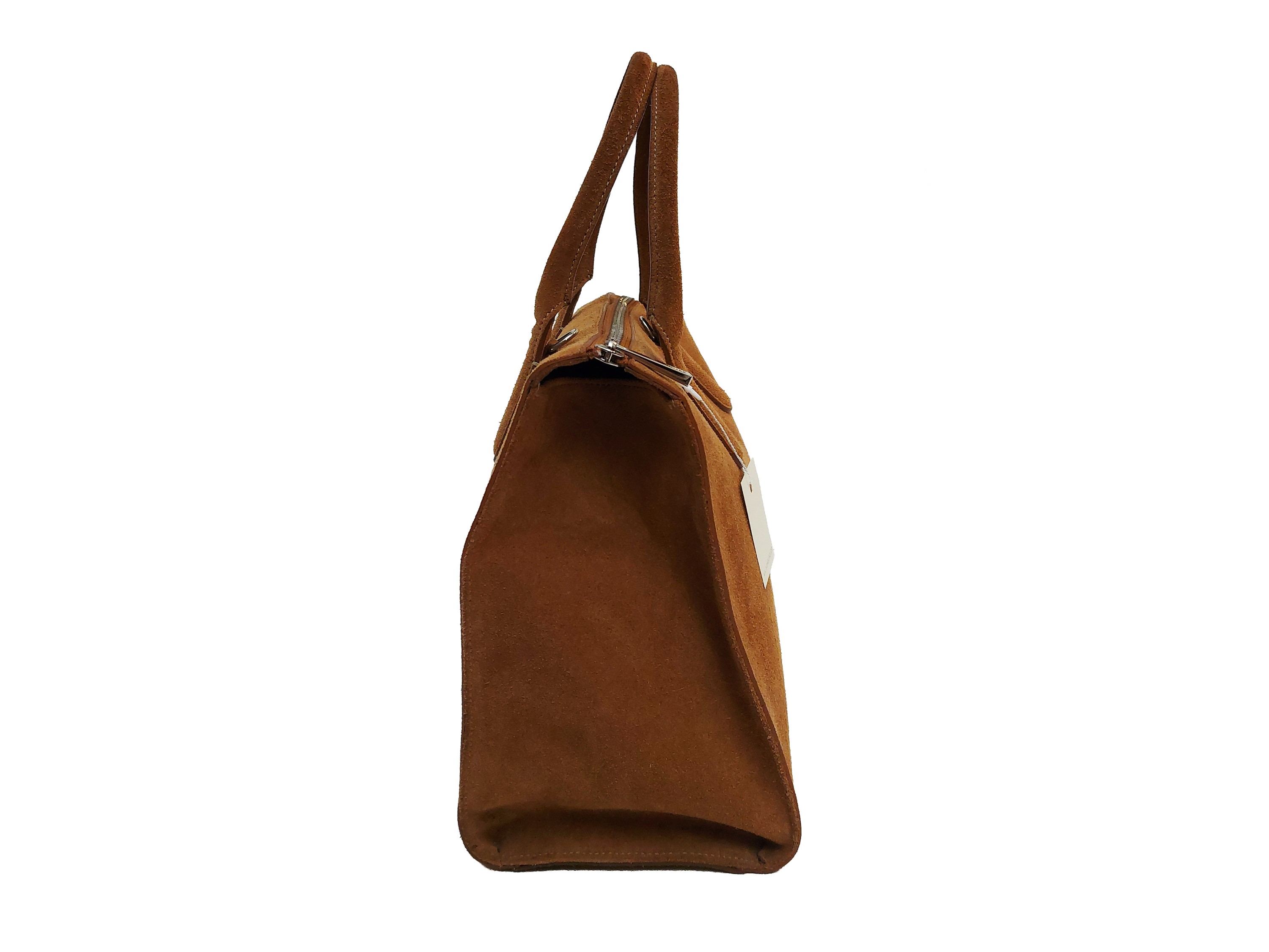 Mauro Volponi, Borsa in suede color tabacco con tracolla removibile
