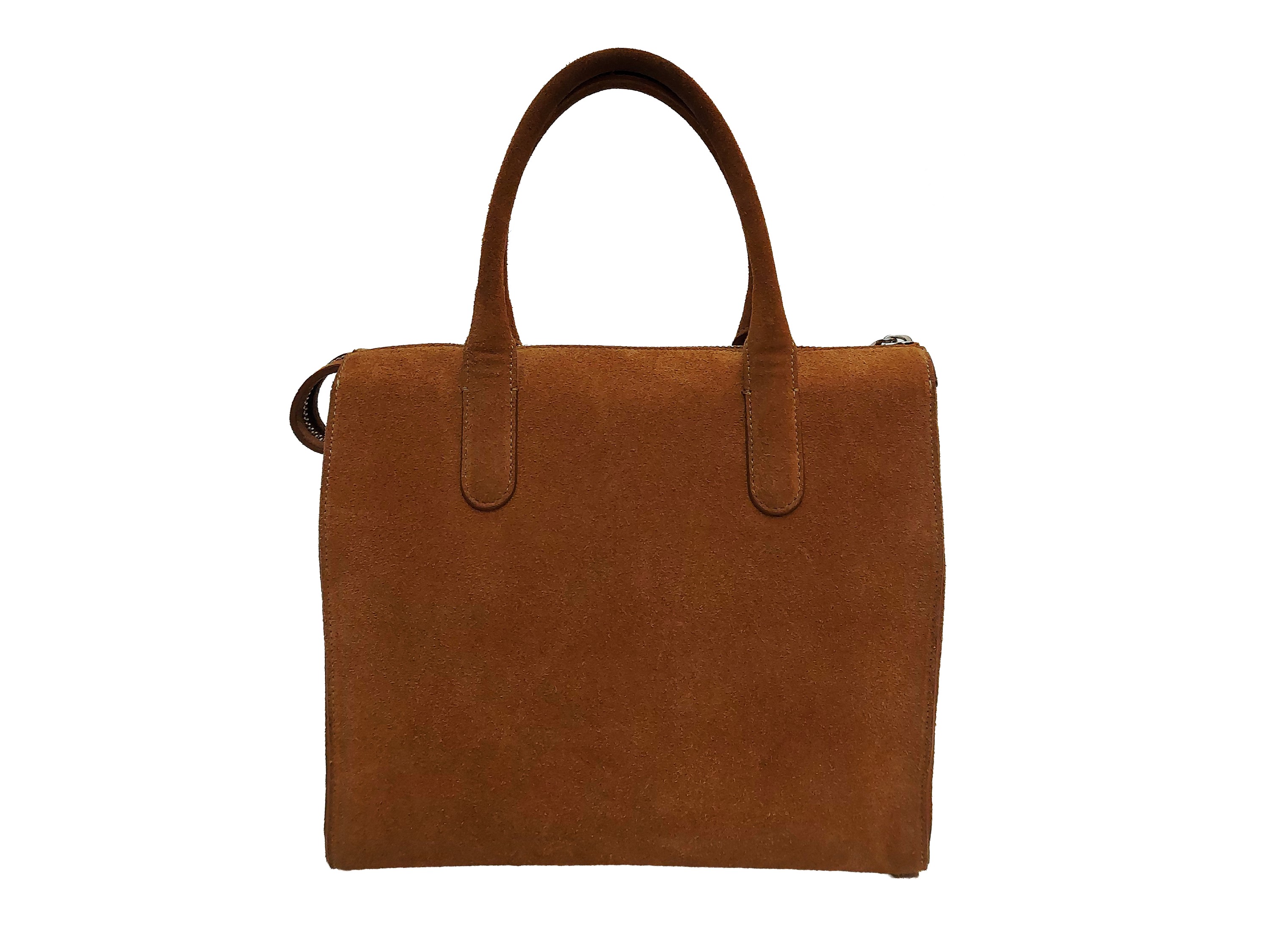 Mauro Volponi, Borsa in suede color tabacco con tracolla removibile