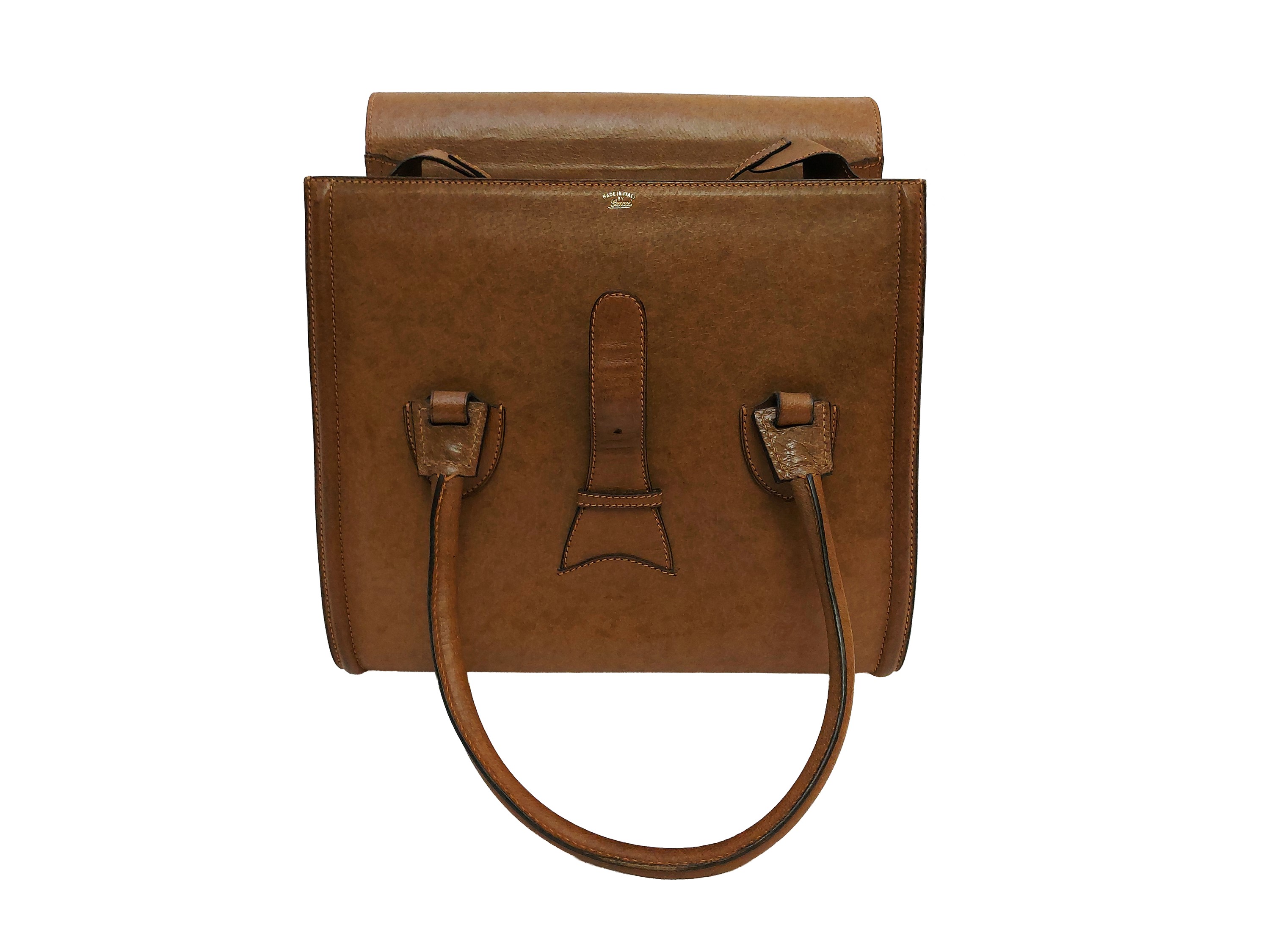 Tammaro De Marinis, Borsa da uomo in pelle color cuoio con iniziali e fibbia in ottone