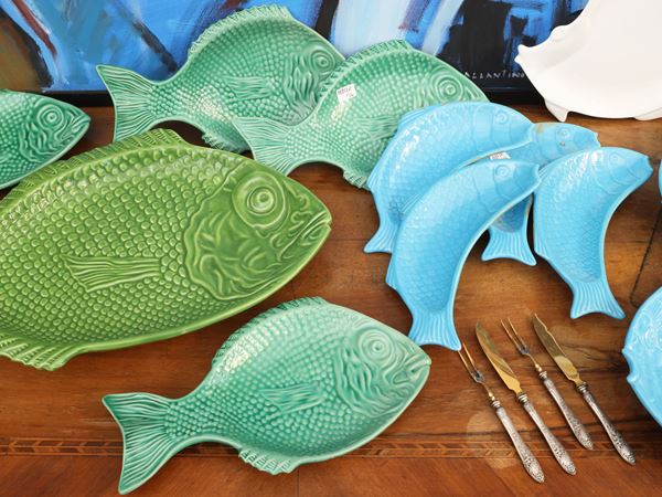 Miscellany of ceramic accessories for fish appetizers