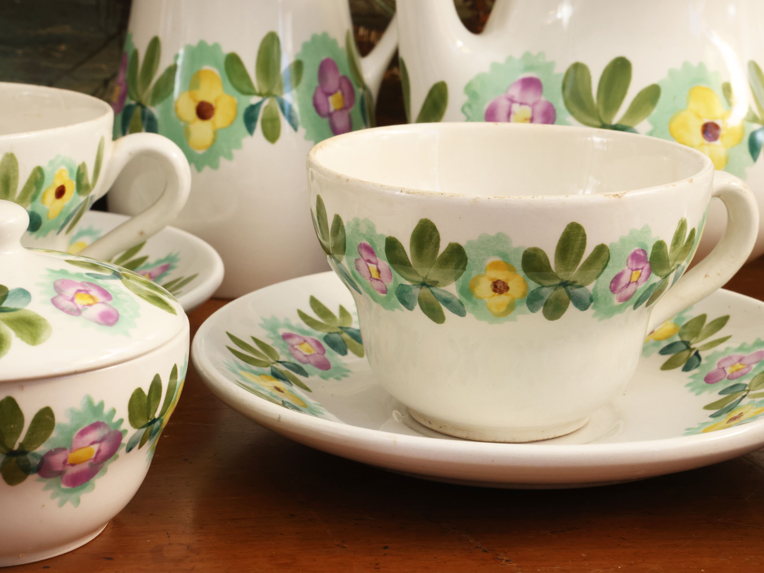 Richard Ginori, Servizio da caffelatte in ceramica (caffettiera, bricco, lattiera, zuccheriera e ...