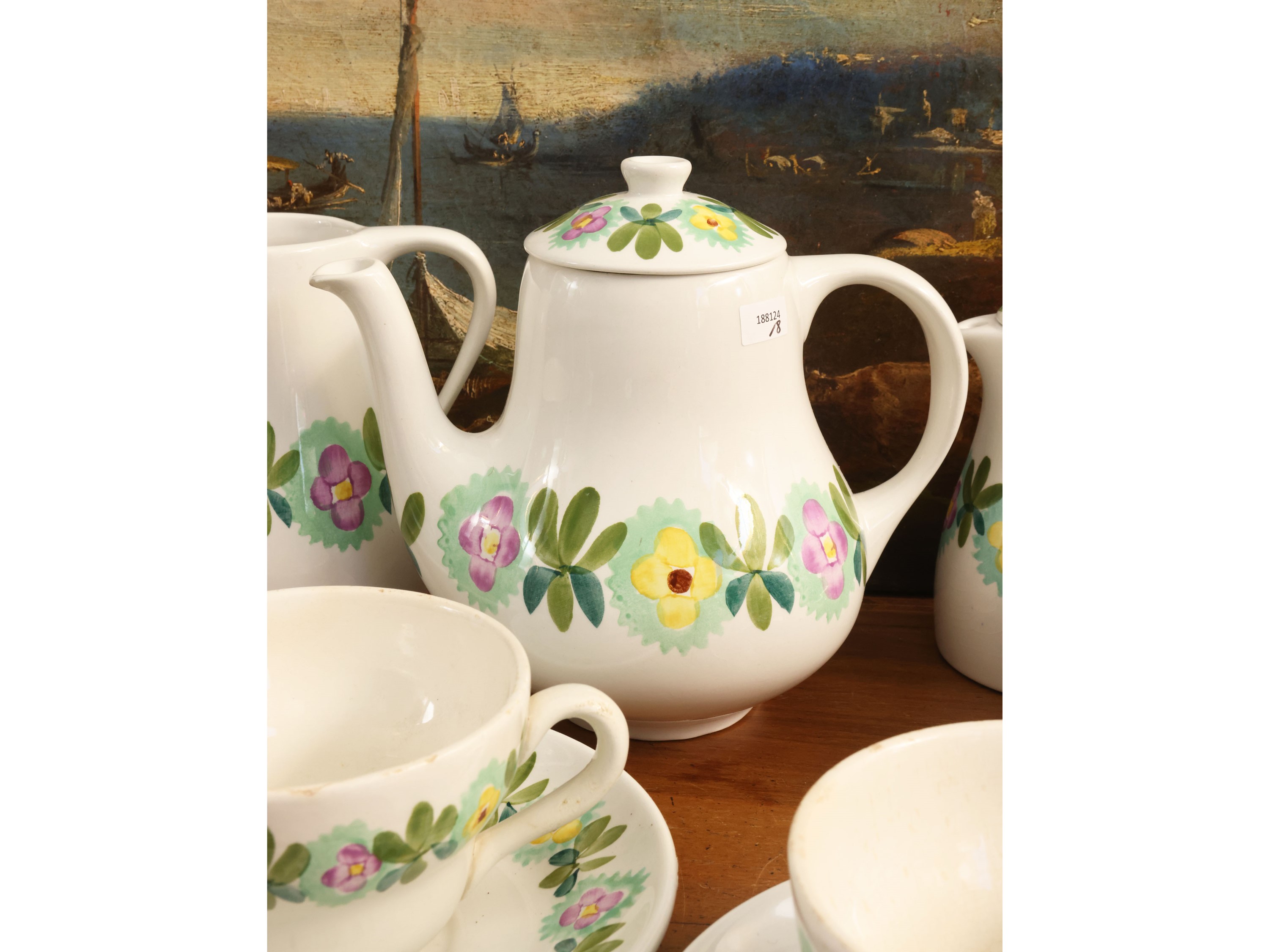 Richard Ginori, Servizio da caffelatte in ceramica (caffettiera, bricco, lattiera, zuccheriera e ...