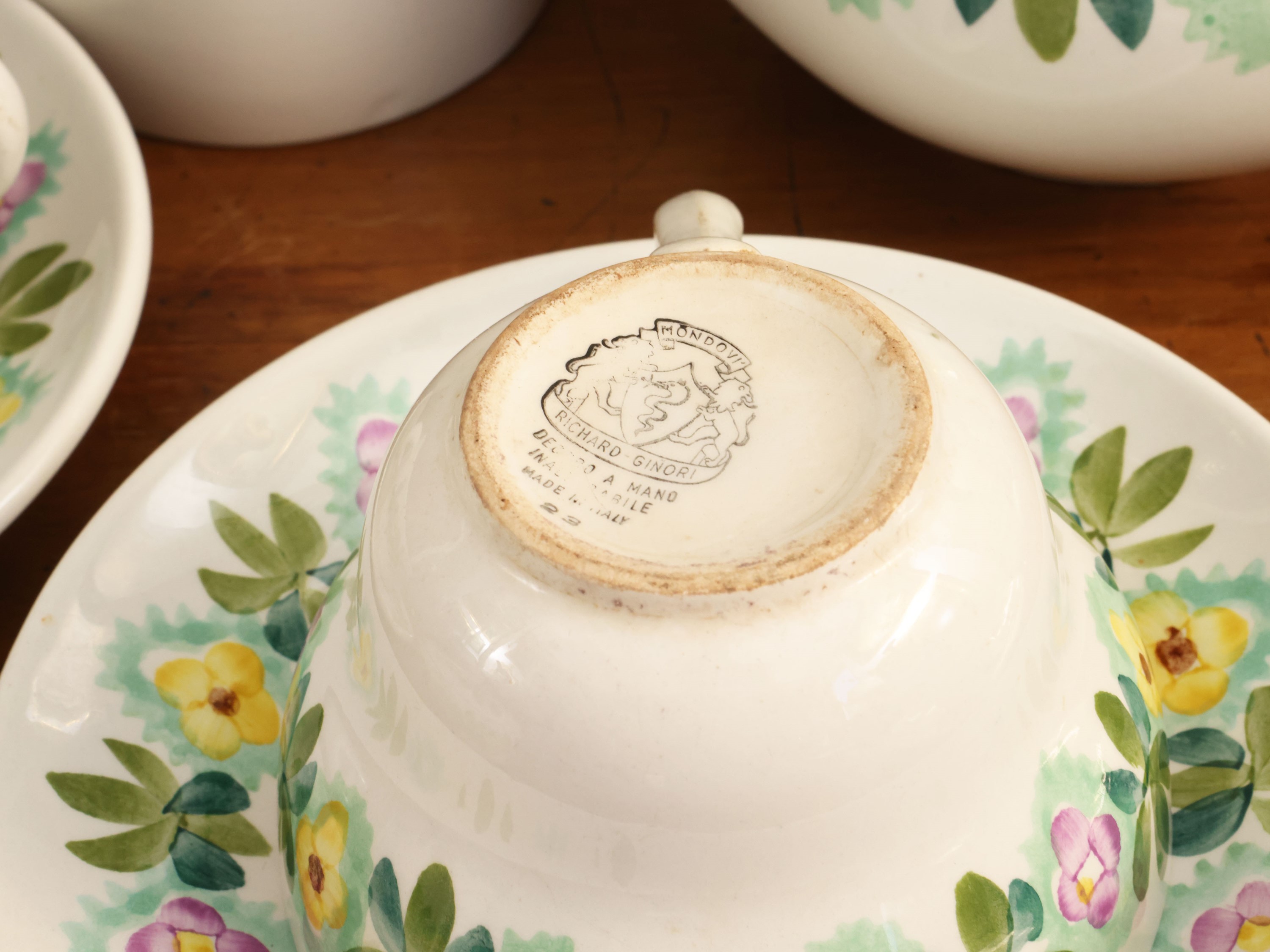 Richard Ginori, Servizio da caffelatte in ceramica (caffettiera, bricco, lattiera, zuccheriera e ...