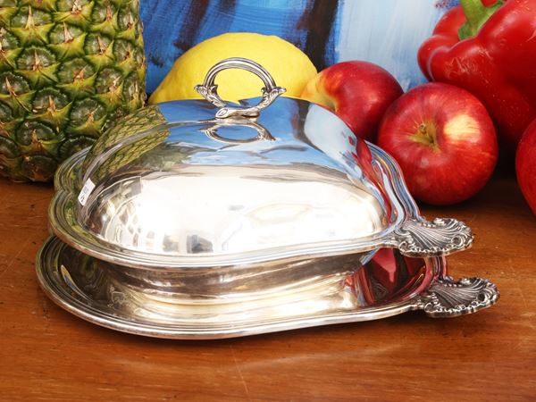 Vegetable bowl with tray in 925 sterling silver