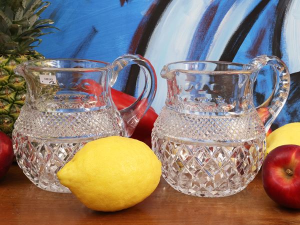 Pair of cut crystal jugs