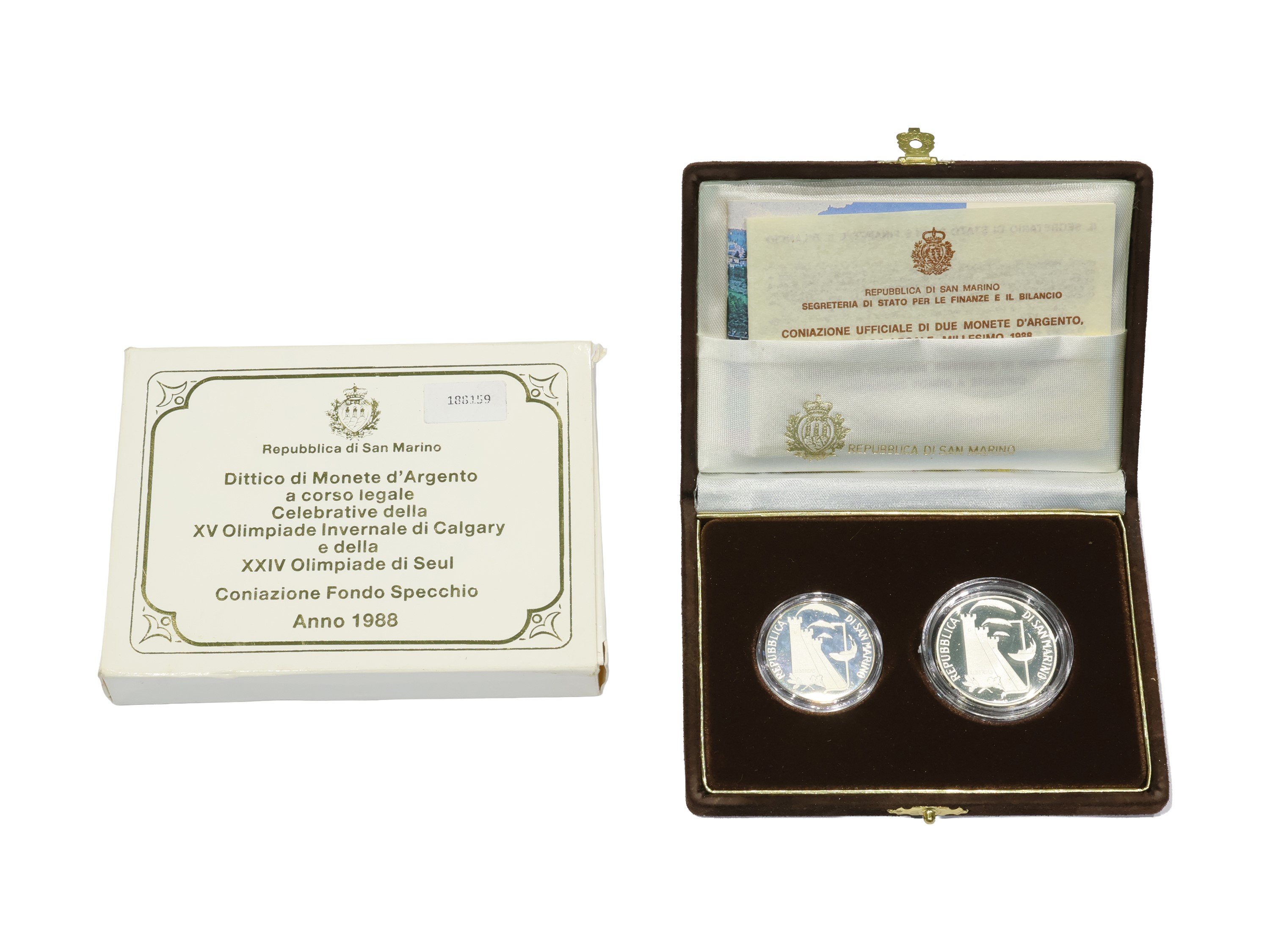 San Marino 1988, Dittico di Monete in Argento Proof