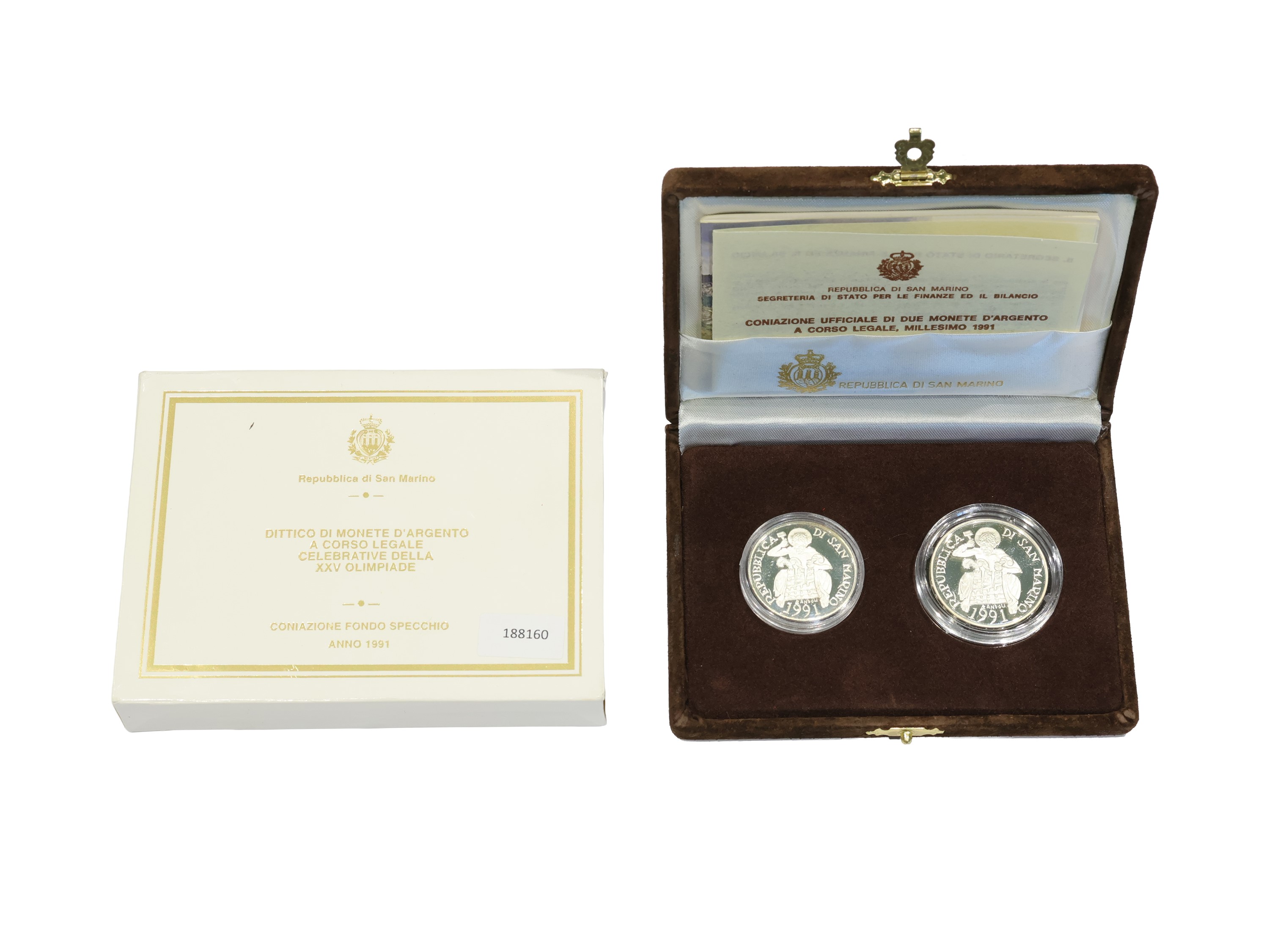 San Marino 1991, Dittico di Monete in Argento Proof