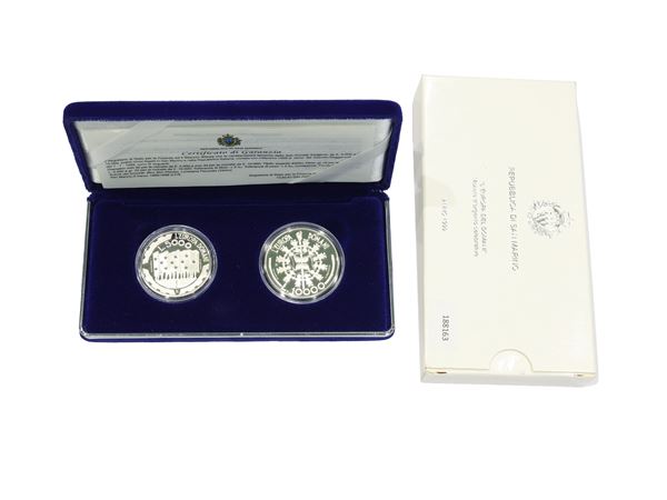 Republic of San Marino 1999, Two commemorative silver coins, Proof proof