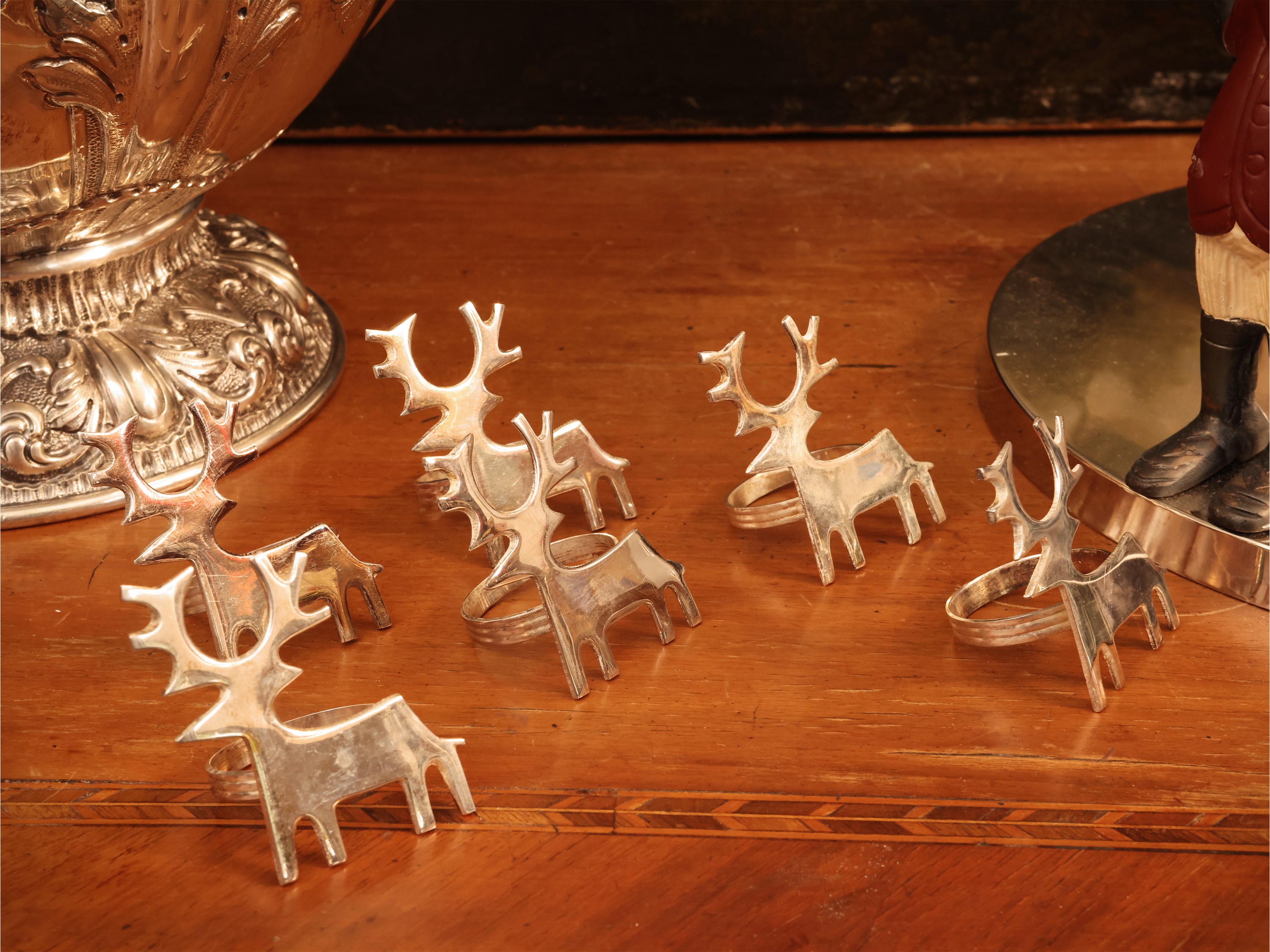 Accessori decorativi per la tavola di Natale, centrotavola in metallo con girotondo di cervi e 12...