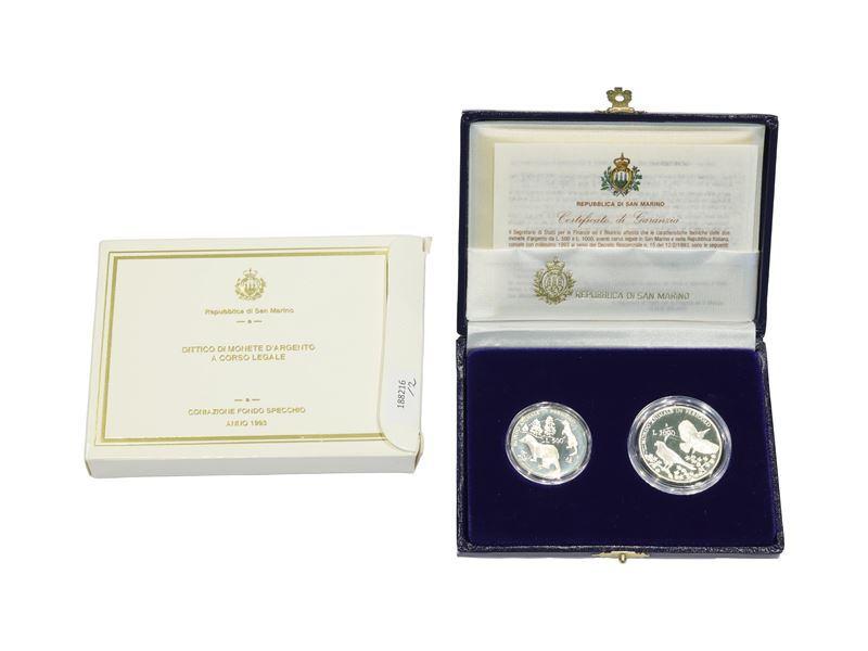 San Marino 1993, Dittico di Monete in Argento a Corso Legale Proof