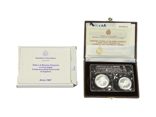 San Marino 1987, Diptych of silver coins, legal tender