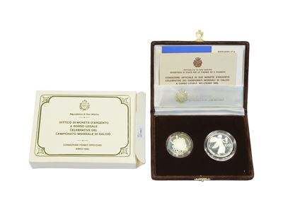 San Marino 1990, Dittico di Monete in Argento, Corso Legale, Proof