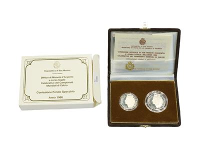 San Marino 1986, Dittico di Monete in Argento, Corso Legale, Proof