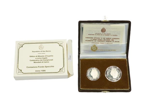 San Marino 1986, Diptych of silver coins, legal tender, Proof
