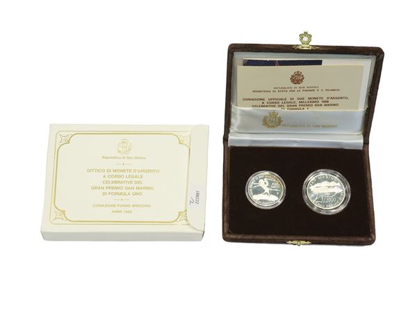 San Marino 1989, Diptych of silver coins, legal tender, Proof