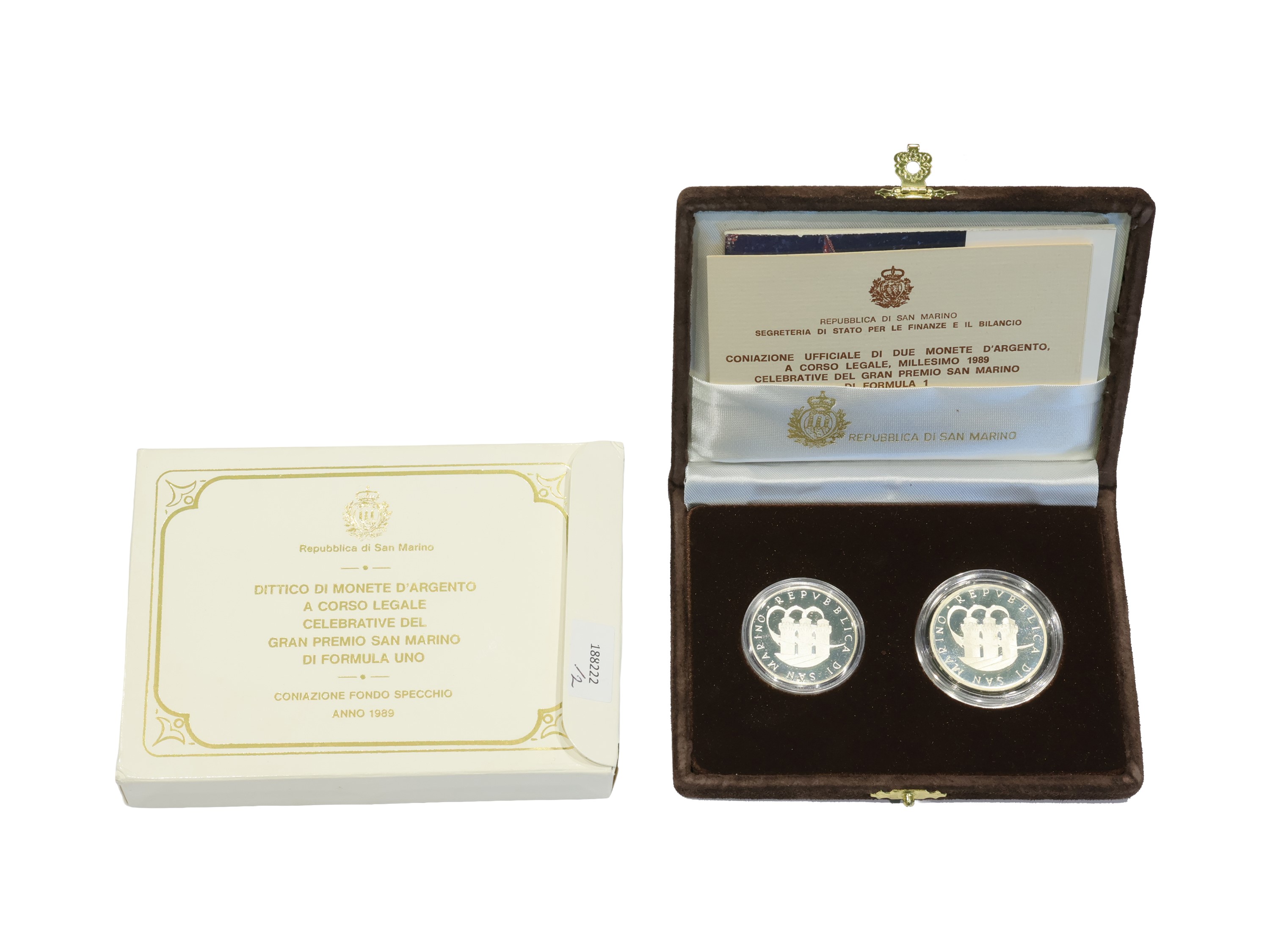 San Marino 1989, Dittico di Monete in Argento, Corso Legale, Proof