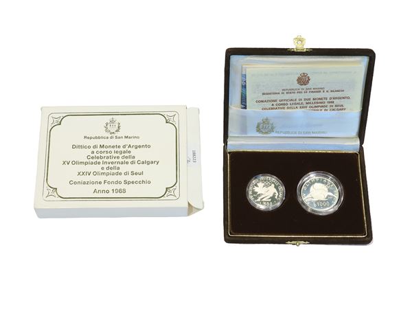 San Marino 1988, Diptych of silver coins, legal tender, Proof