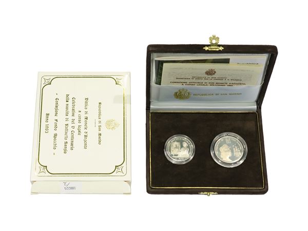 San Marino 1983, Dittico di monete in argento, corso legale, Proof
