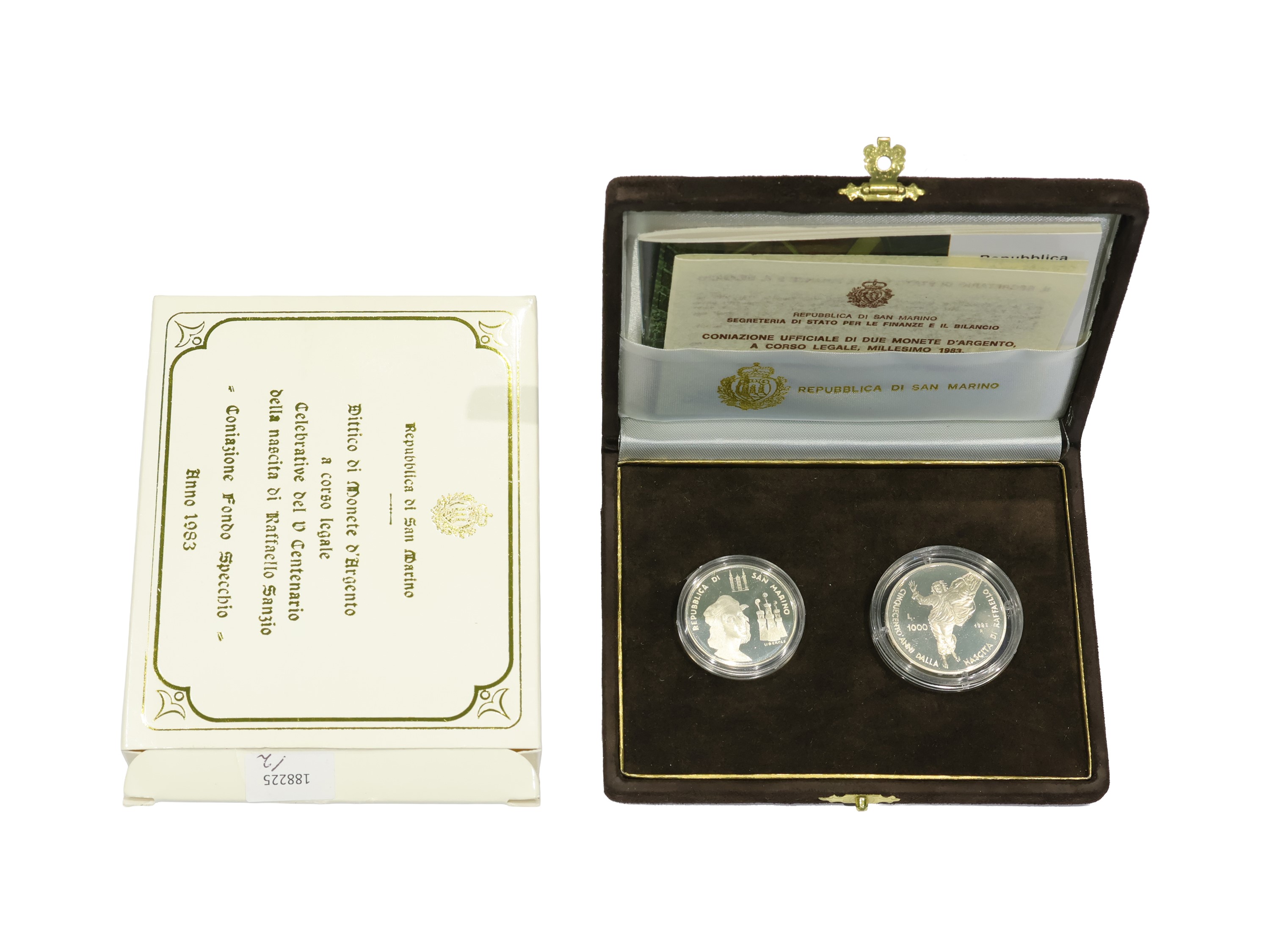 San Marino 1983, Dittico di Monete in Argento, Corso Legale, Proof