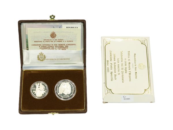 San Marino 1983, Dittico di monete in argento, corso legale, Proof