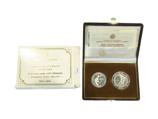 San Marino 1984, Dittico di monete in argento, corso legale, Proof