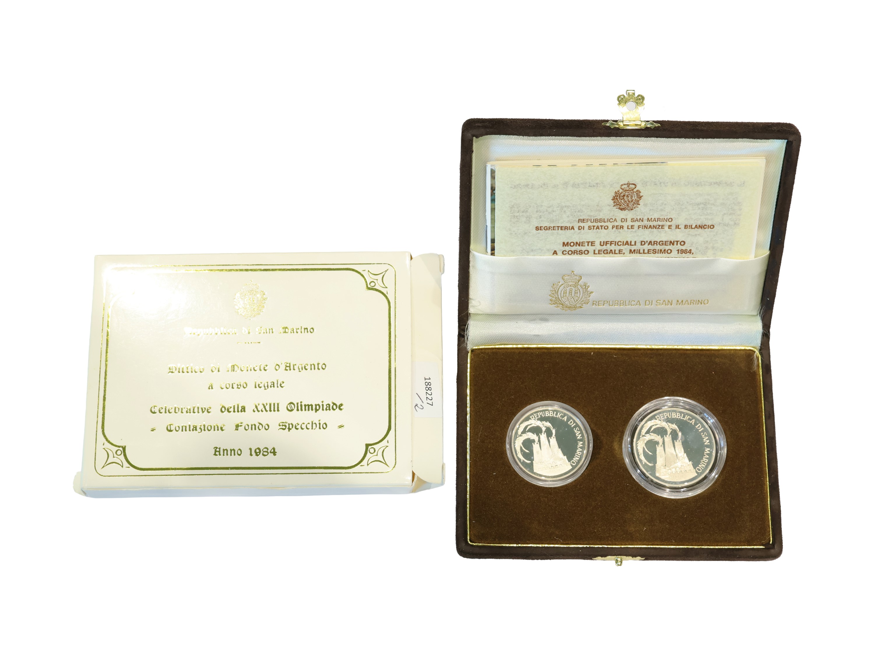 San Marino 1984, Dittico di Monete in Argento, Corso Legale, Proof
