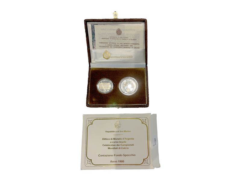 San Marino 1986, Dittico di Monete in Argento, Corso Legale, Proof
