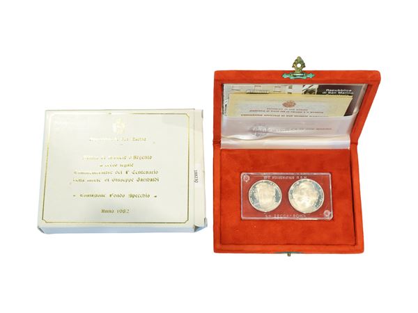 San Marino 1986, Diptych of silver coins, legal tender, Proof