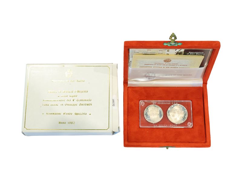 San Marino 1986, Dittico di Monete in Argento, Corso Legale, Proof