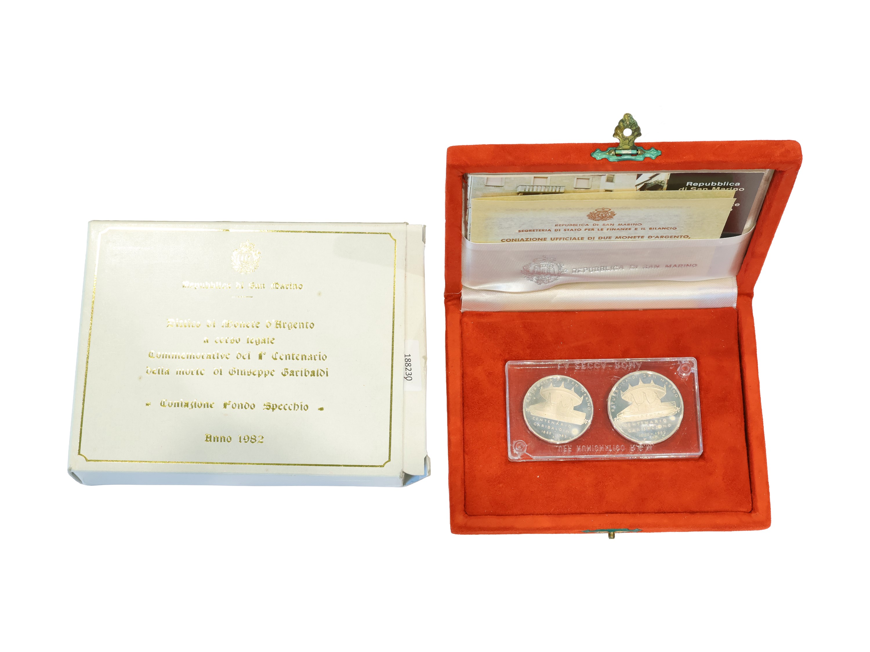 San Marino 1986, Dittico di Monete in Argento, Corso Legale, Proof