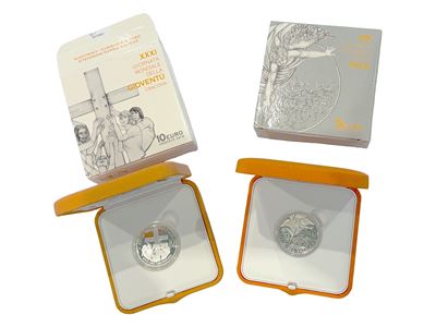 Papa Francesco, Vaticano 2016, due monete commemorative in argento 925 Proof (Anno VI)