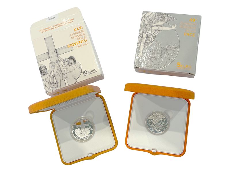 Papa Francesco, Vaticano 2016, due monete commemorative in argento 925 Proof (Anno VI)
