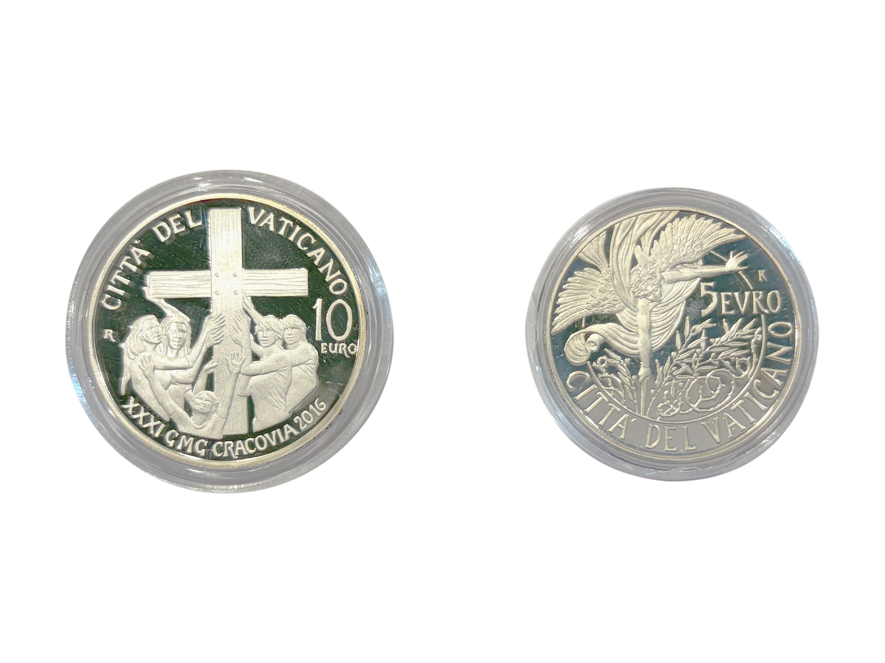Papa Francesco, Vaticano 2016, due monete commemorative in argento 925 Proof (Anno VI)