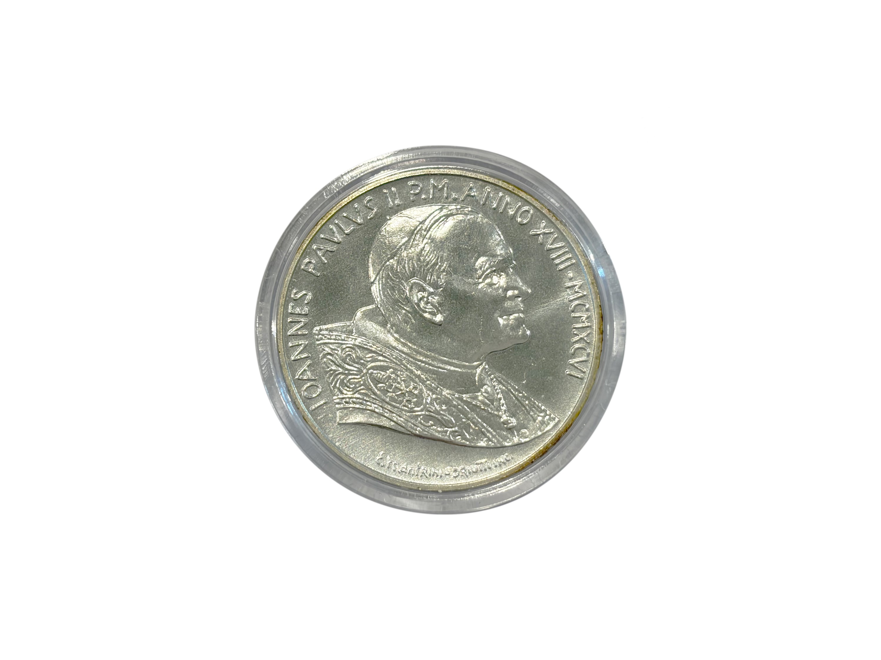 Papa Giovanni Paolo II, Vaticano 1996 – Moneta celebrativa 50° Anniversario del Sacerdozio, argen...