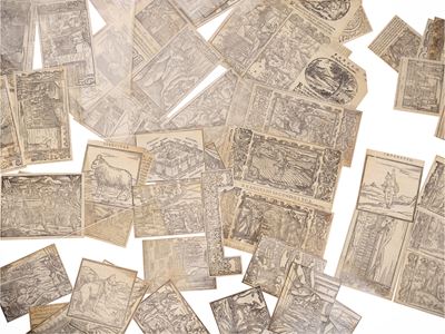 Raccolta di vignette xilografiche bibliche, ritagli da volumi cinquecenteschi e seicenteschi