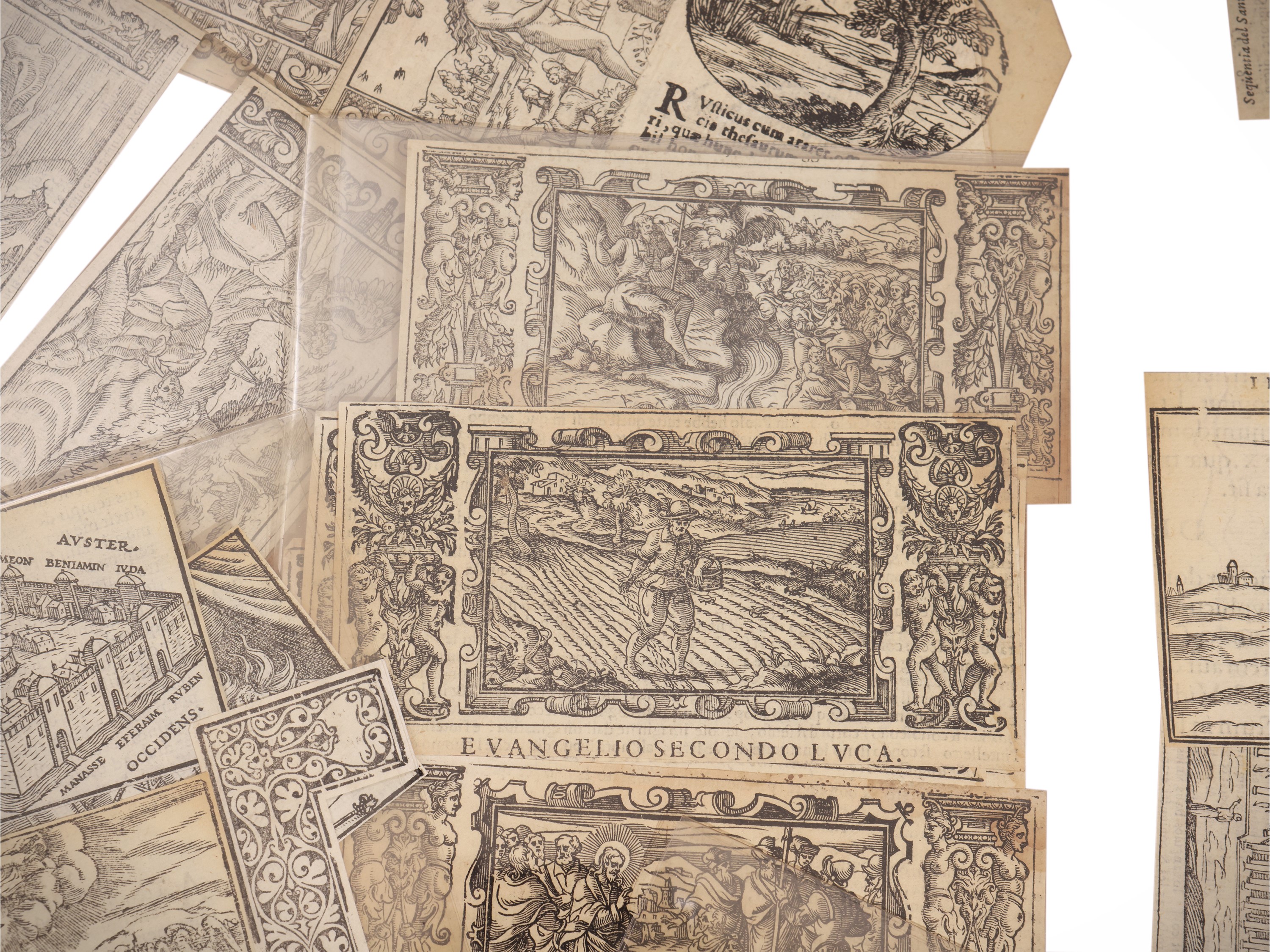 Raccolta di vignette xilografiche bibliche, ritagli da volumi cinquecenteschi e seicenteschi
