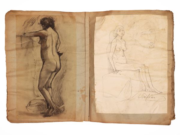 Academic drawings of female nudes