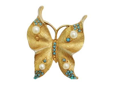 Trifari, Spilla animalier a forma di farfalla in trifanium dorato