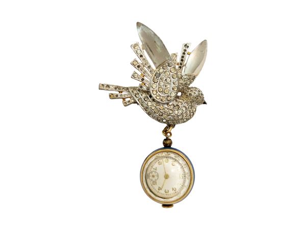 Spilla orologio animalier