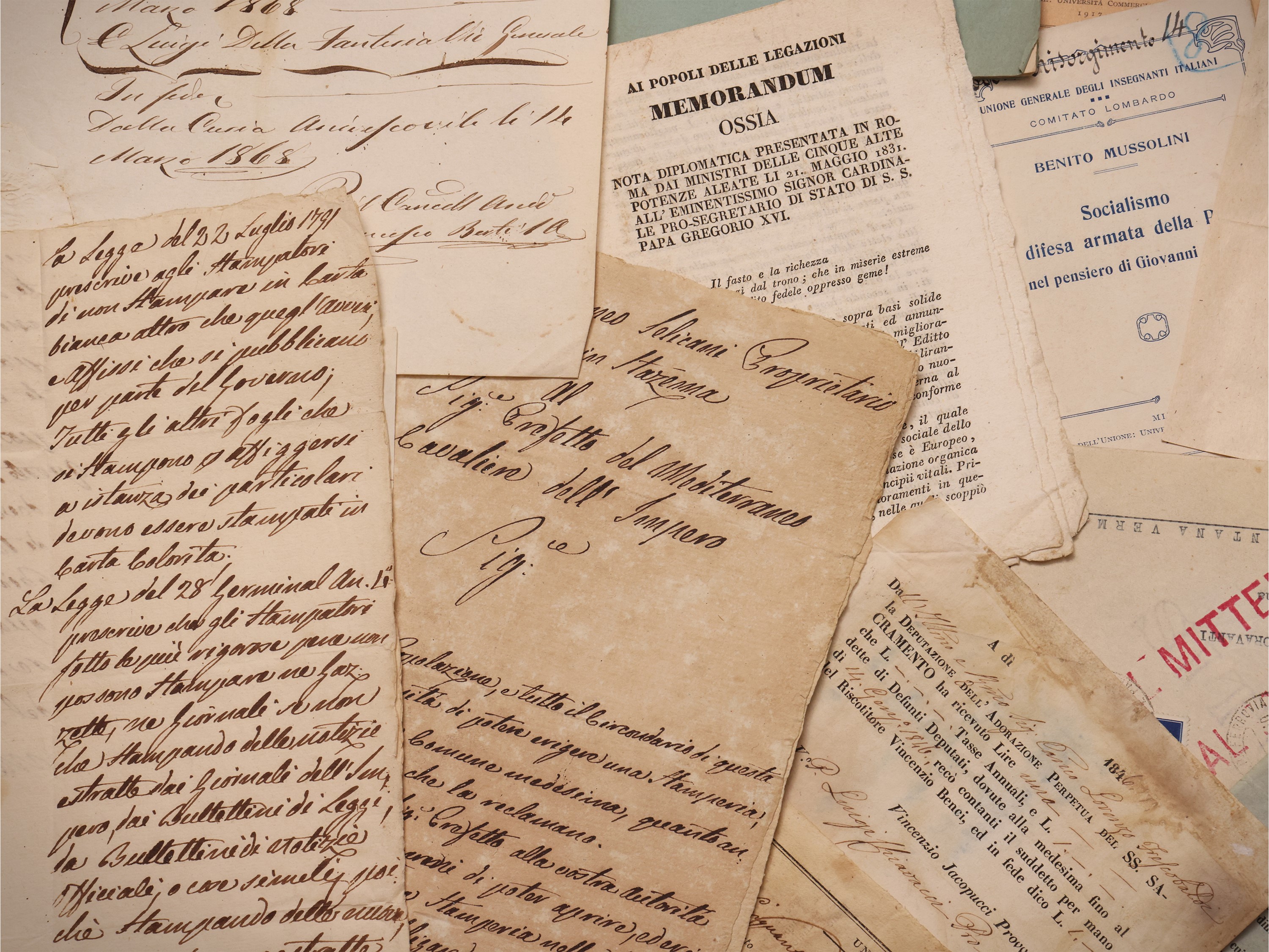 Miscellanea di lettere, documenti e opuscoli otto/novecenteschi a carattere storico, politico e g...
