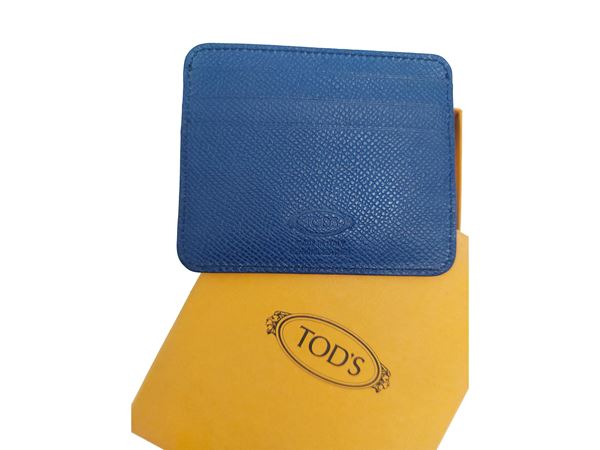 Tod's - Blue leather card holder