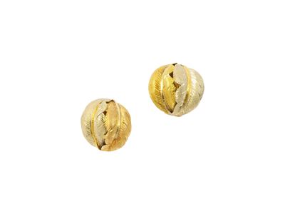Orecchini, Paio di orecchini in oro giallo e bianco 18Kt a foglie
