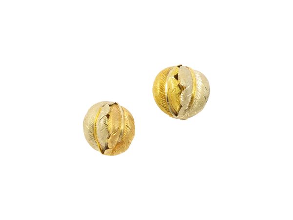 Paio di orecchini in oro giallo e bianco 18Kt