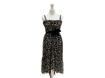Chanel, Abito da cocktail in chiffon di seta (anni Ottanta), fantasia bianca e nera