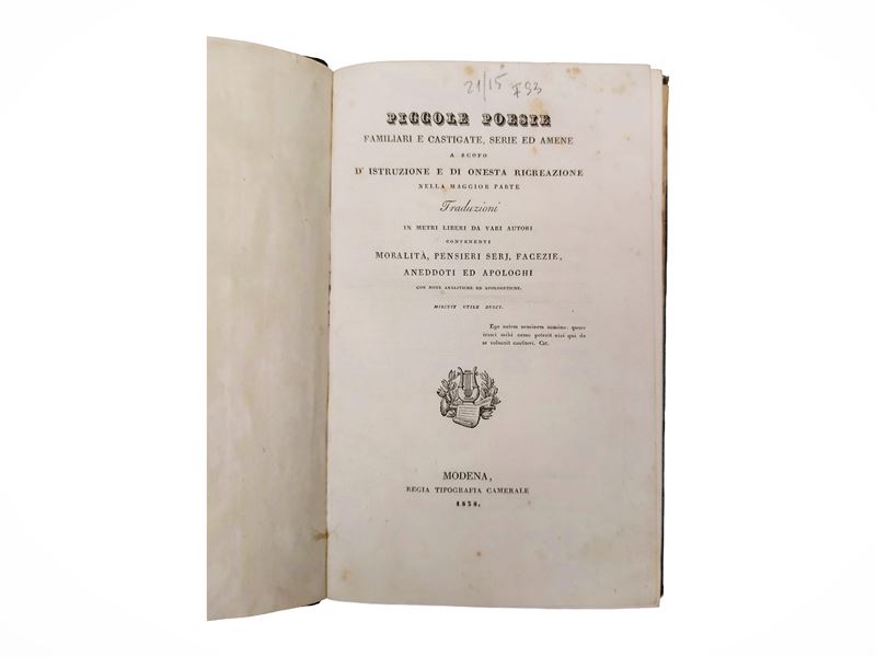 Piccole poesie familiari e castigate, serie ed amene, In-4°, 1838