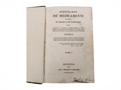 Dizionario de' medicamenti, ad uso de' medici e de' farmacisti (trattato di farmacia), 1827-1832
