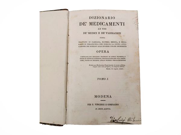 Dizionario de' medicamenti